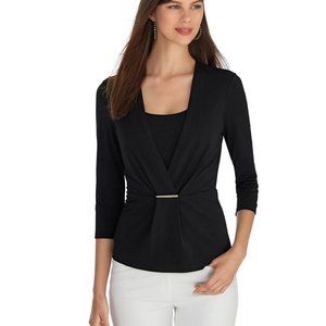 WHBM Crepe Bodice 3/4 Sleve Top